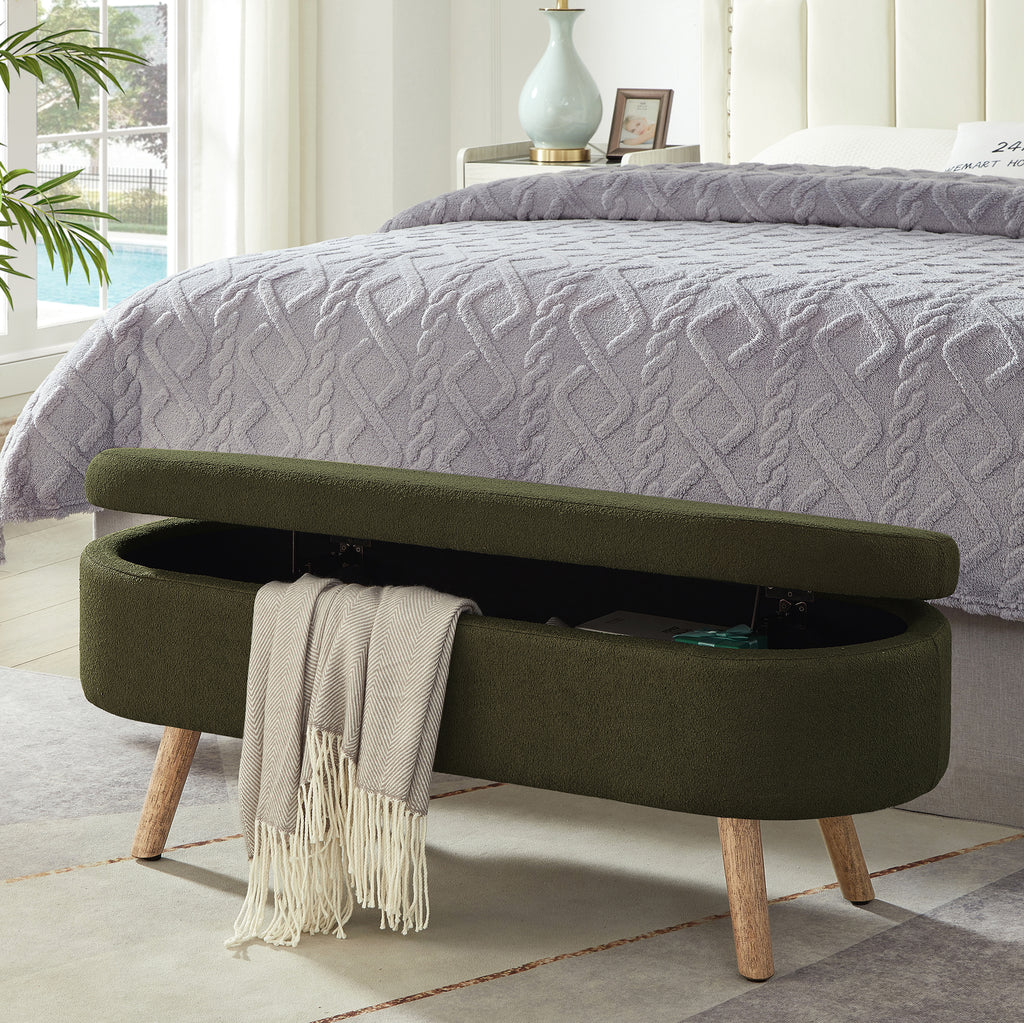 Mika Oval Boucle Storage Bench