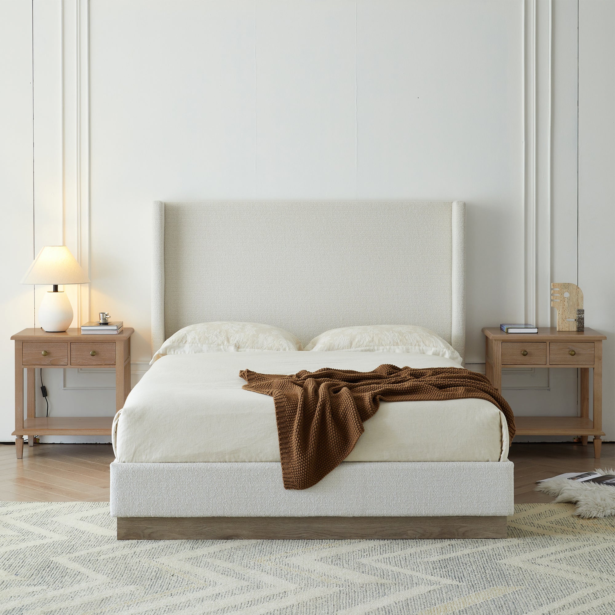 Eskil Boucle Queen Platform Bed Frame
