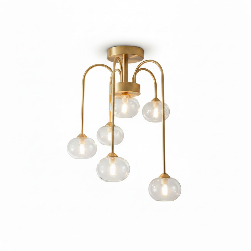 6 Light Swirl Glass Flush Mount - Alternate Angle