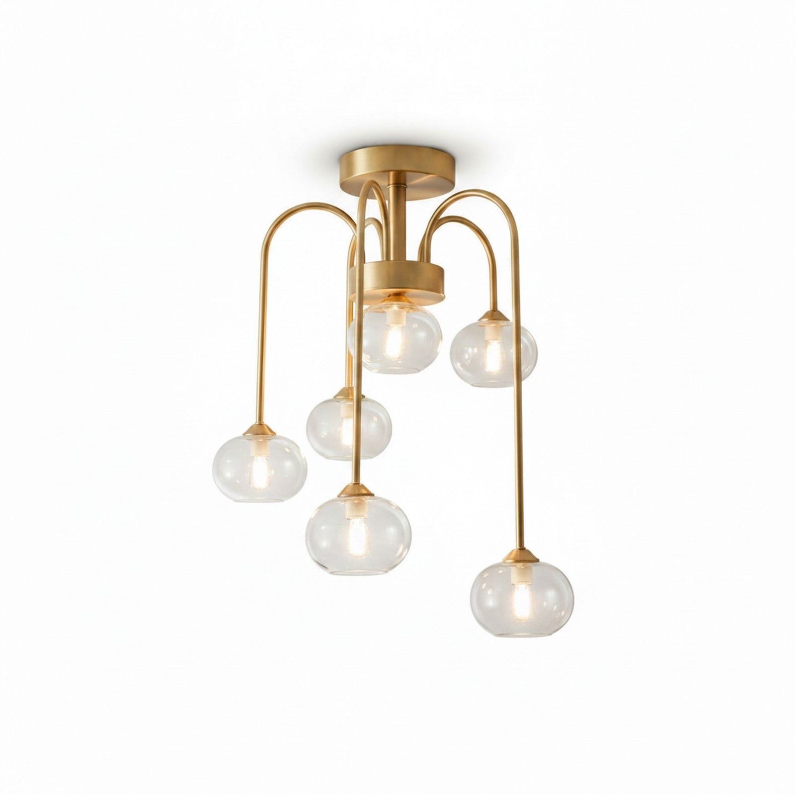 6 Light Swirl Glass Flush Mount - Alternate Angle
