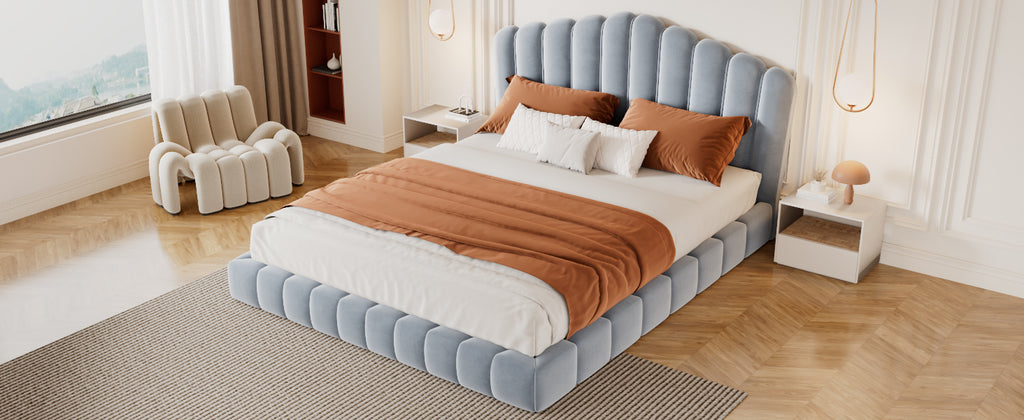 Kajsa Velvet Queen Bed Frame