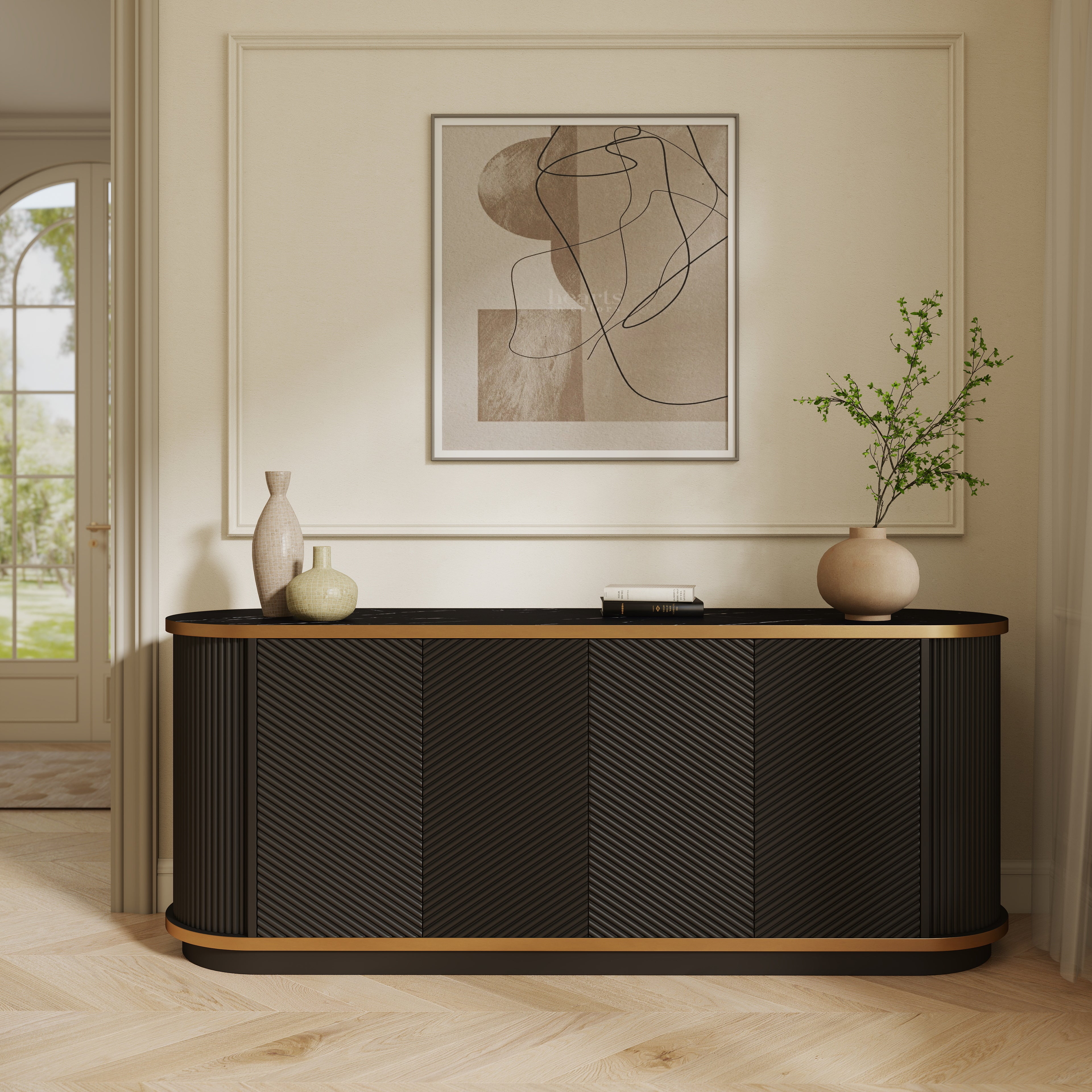 Folke Fluted Marble Sideboard
