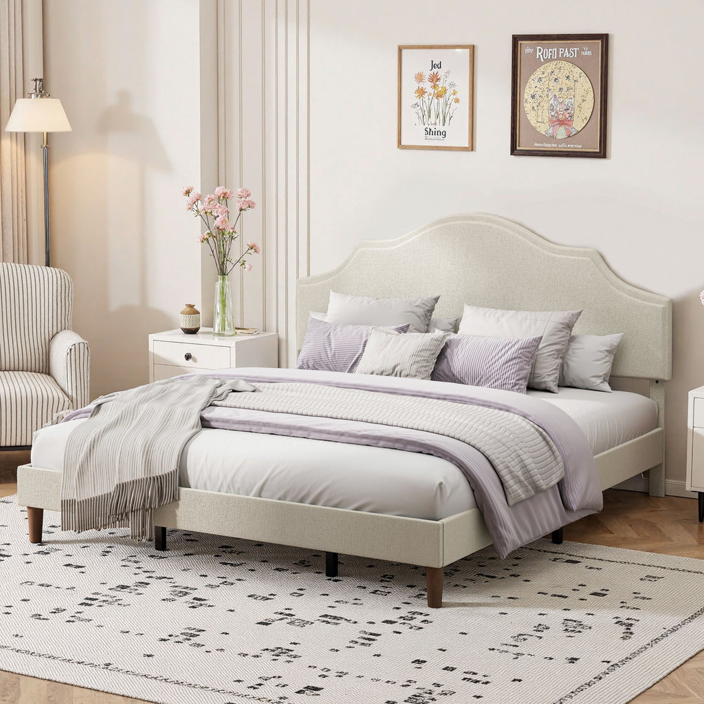 Bjorn Linen King Platform Bed Frame