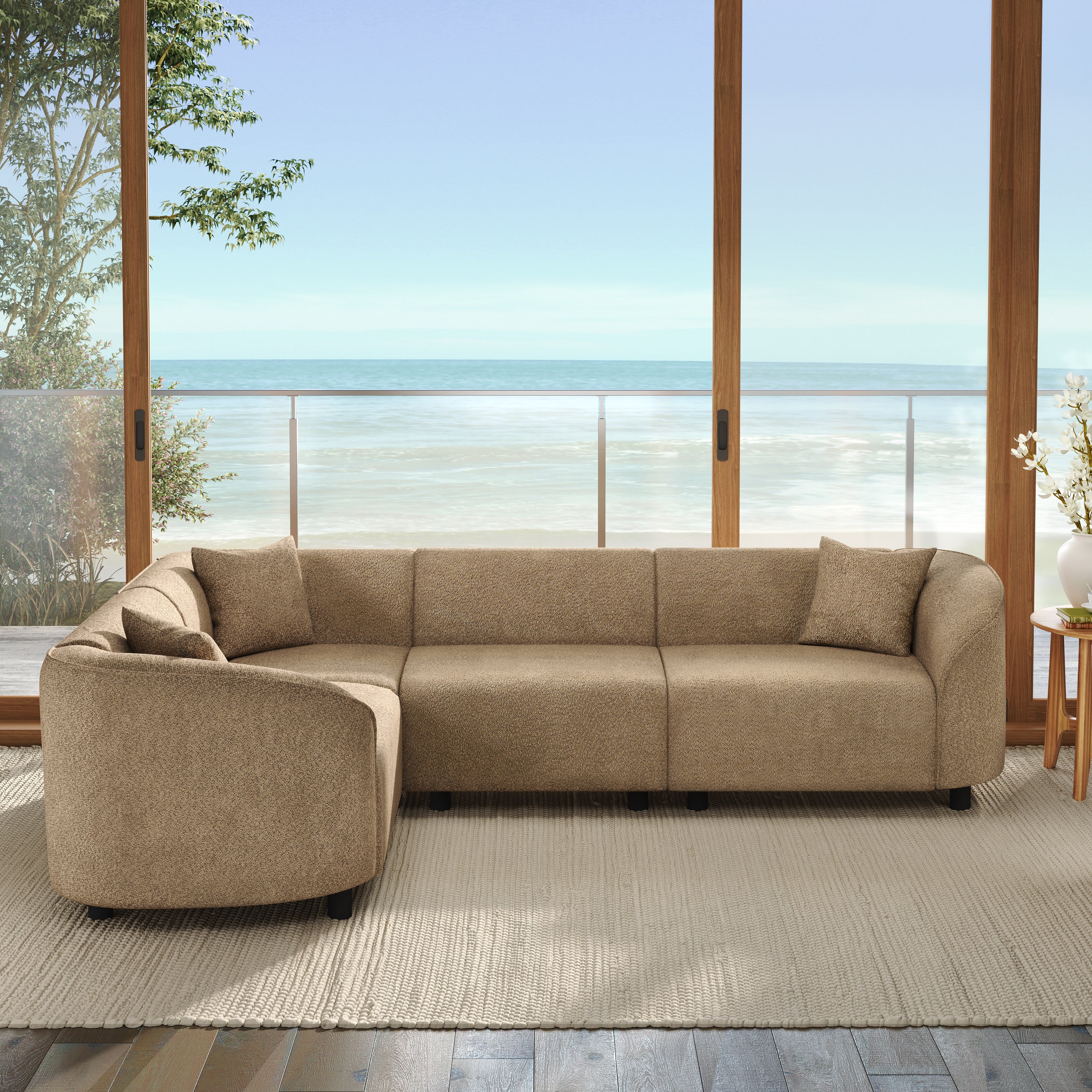 Lauge 4-Piece Curved Boucle Sectional Sofa