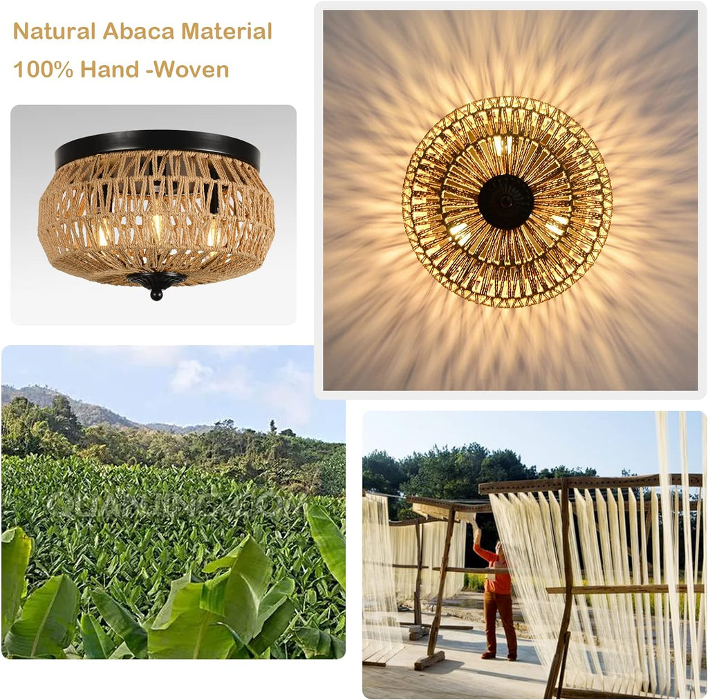 Gislog Rattan Flush Mount Light