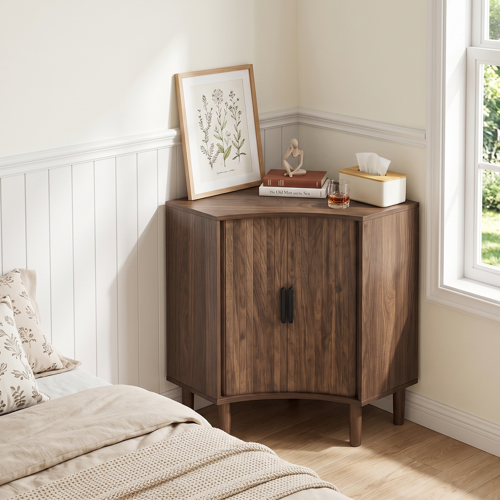 Aksel Fluted Walnut Cabinet