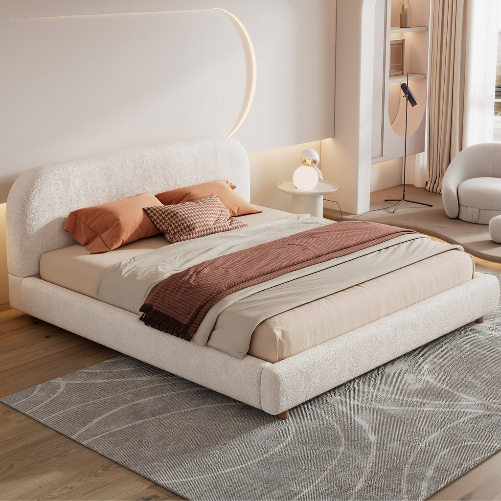 Dagmar Boucle King Platform Bed Frame