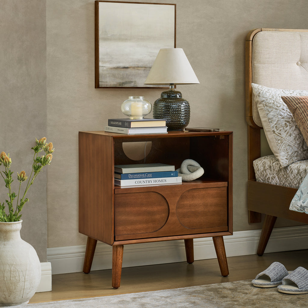 Hedda Fluted Walnut Nightstand