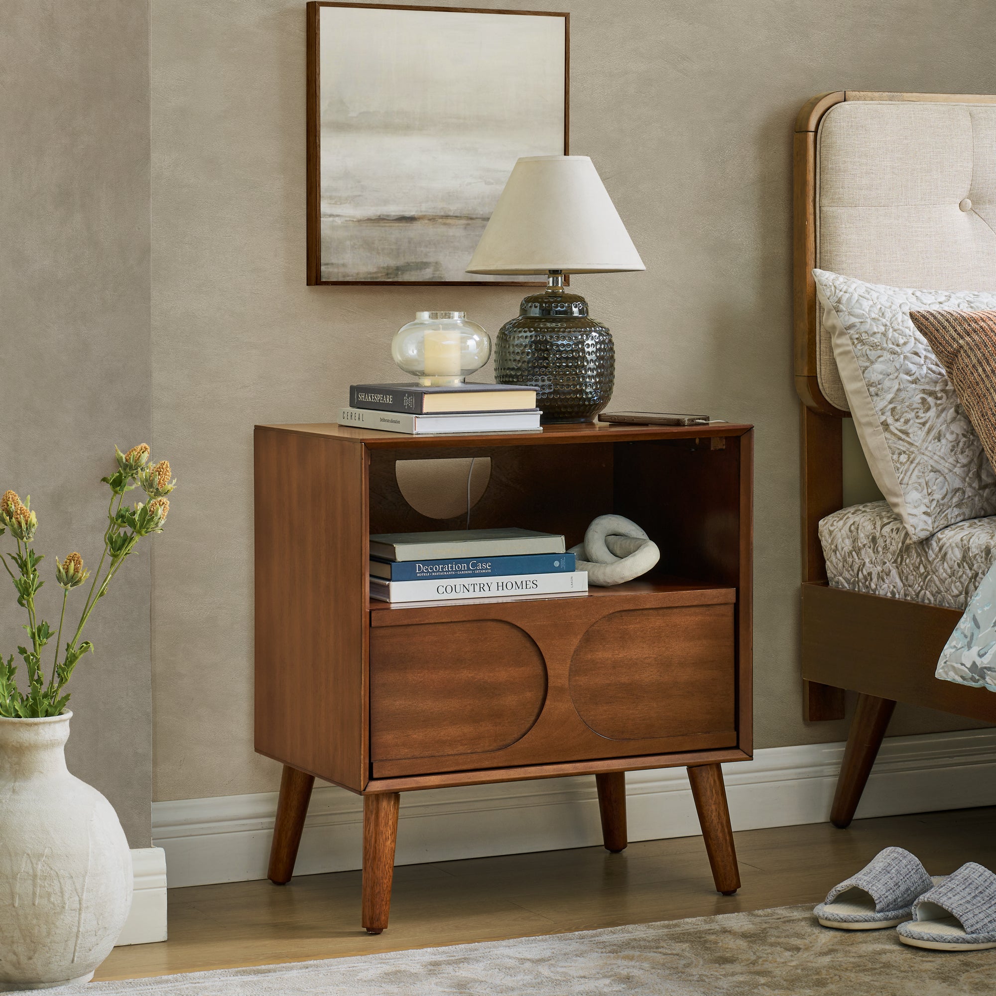 Hedda Fluted Walnut Nightstand