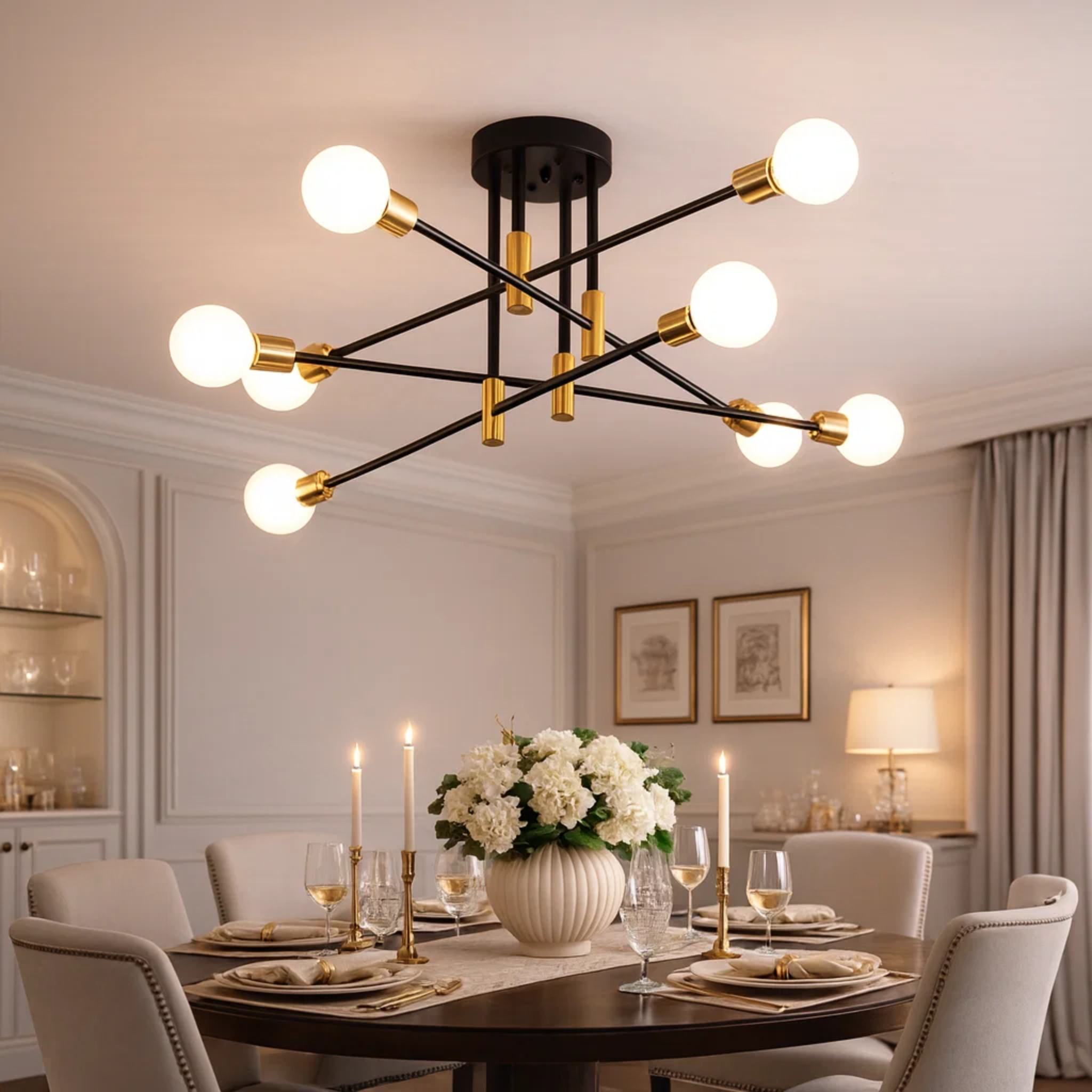 Moderne loftlampe med rund glaskugle