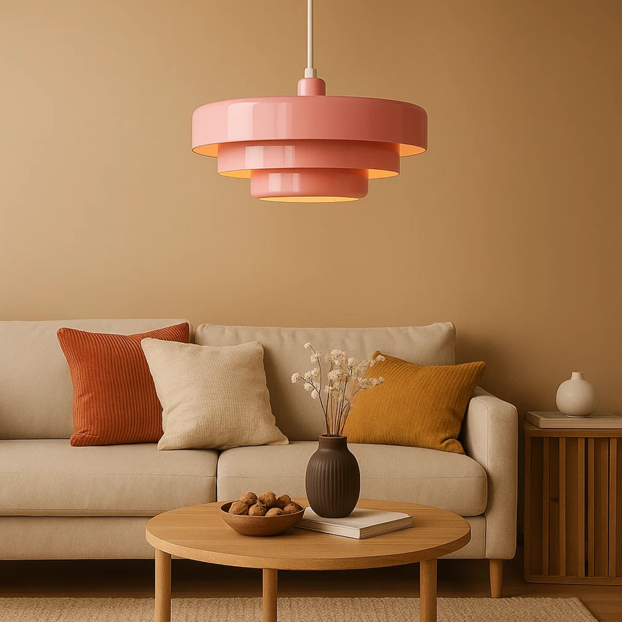 Retro gekleurde hanglamp met gelaagde kap