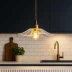 Klassieke bloemvormige glazen hanglamp