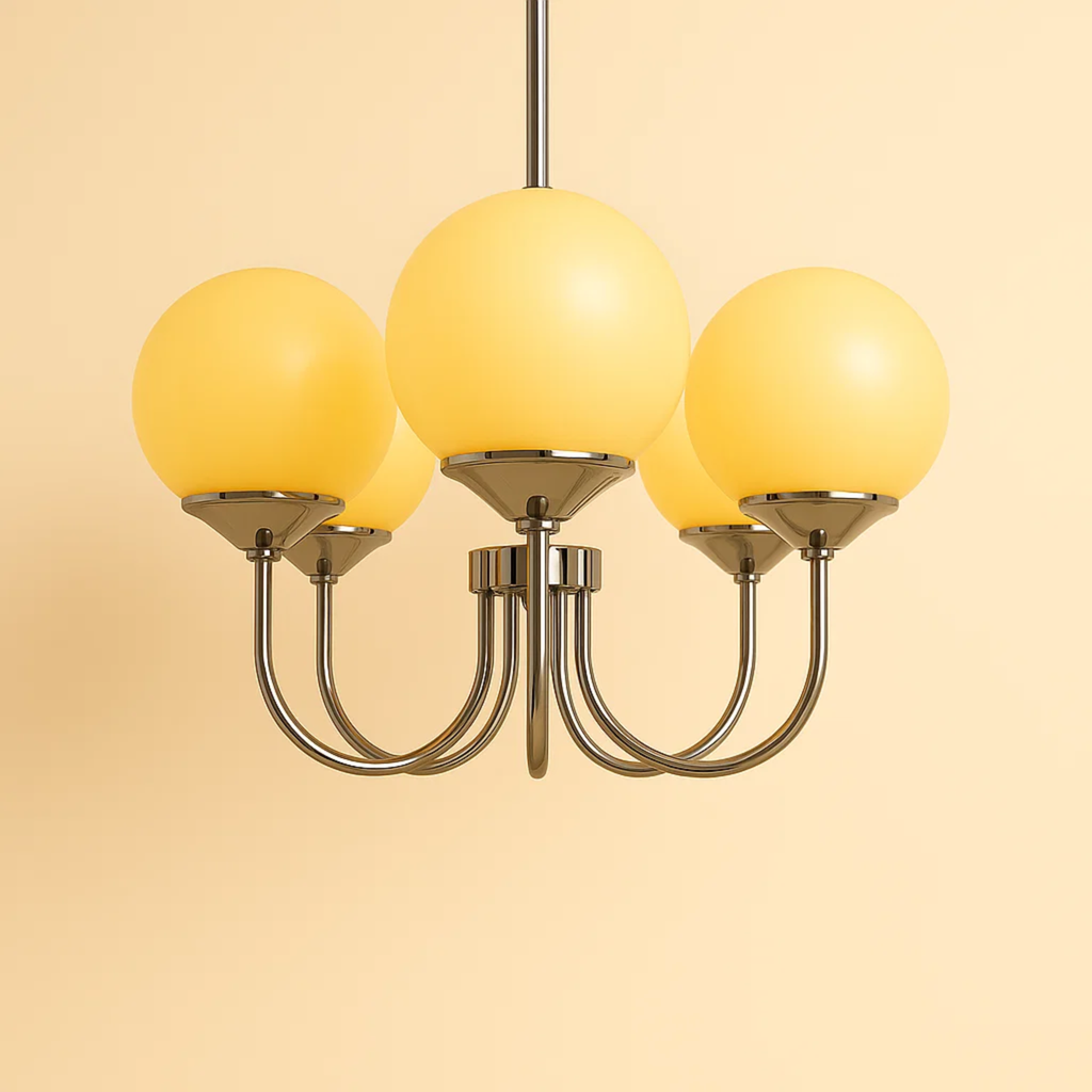 Hanglamp met gekleurde ronde glazen bollen – keuze uit 3 of 5 lichtpunten