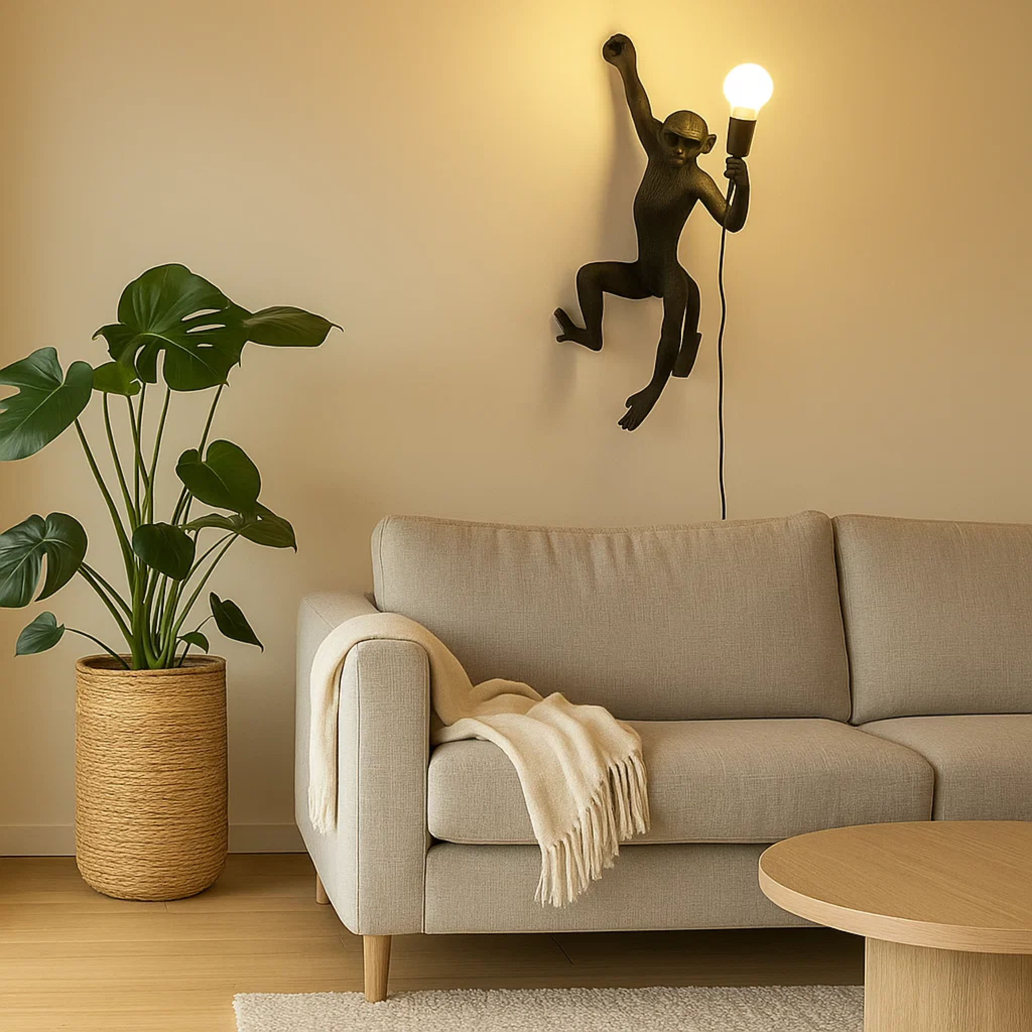Wandlamp met aapmotief