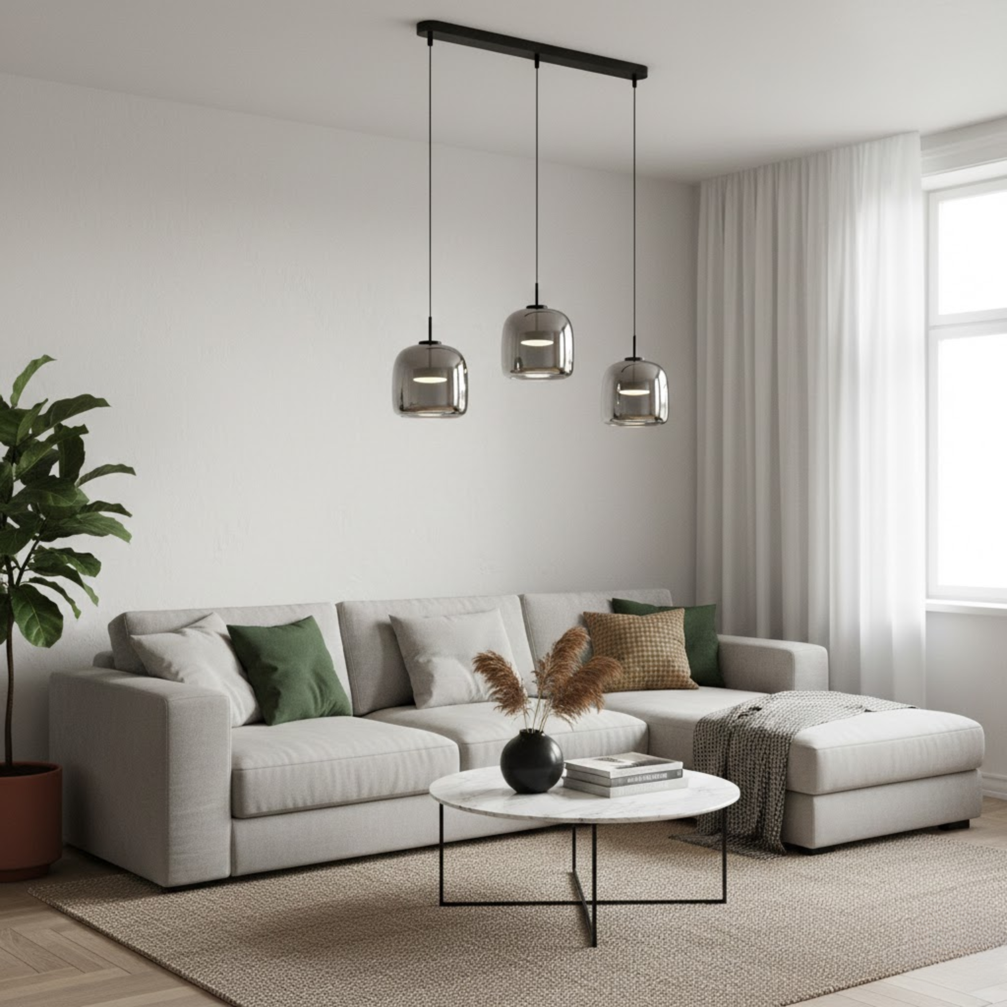 Nordic hanglamp met zwart glazen ontwerp