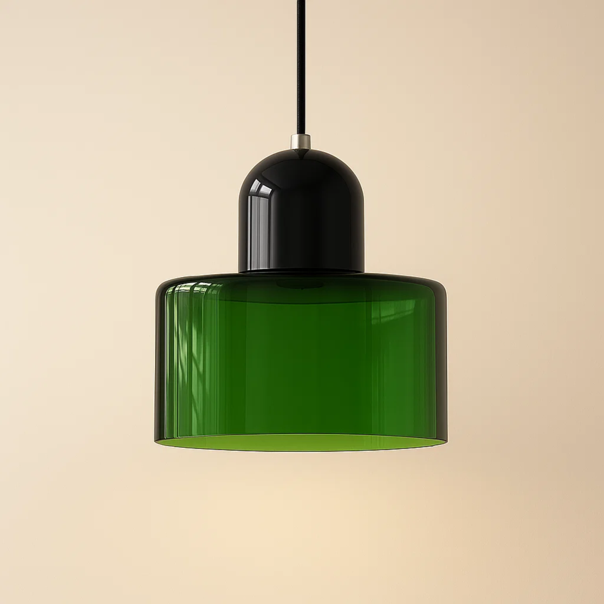 Retro plafondlamp met gekleurde kap