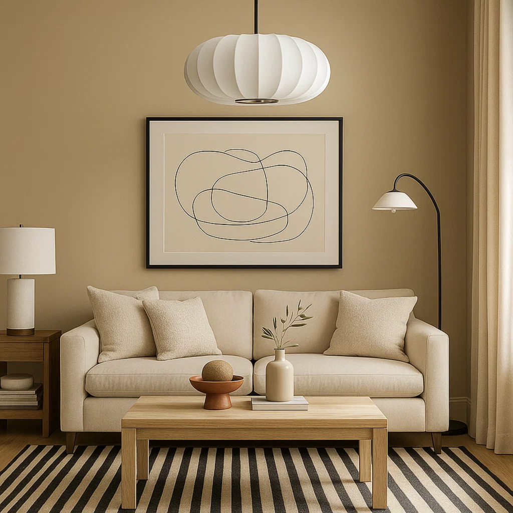 Japandi hanglamp met geplooide kap