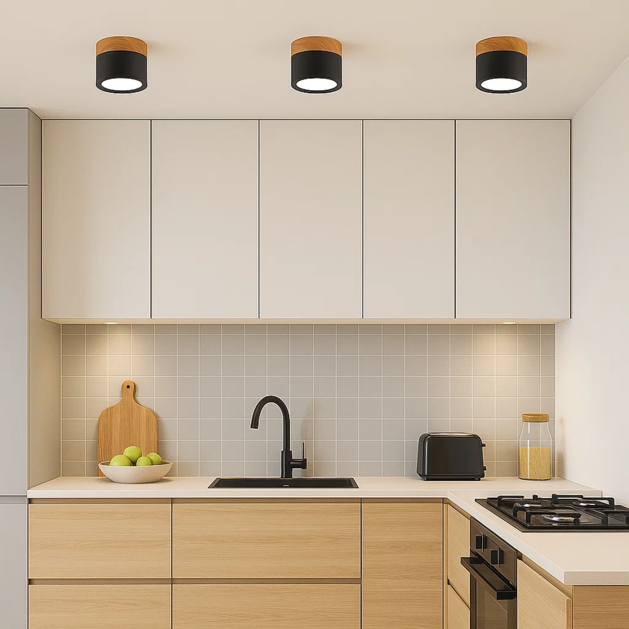 LED-plafondspot met houtaccent