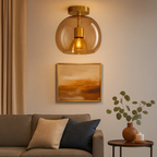 Mid-century stil glasloftlampe med stemningsfuldt lys