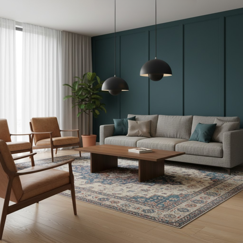 Scandinavische hanglamp met ronde kap in meerdere kleuren