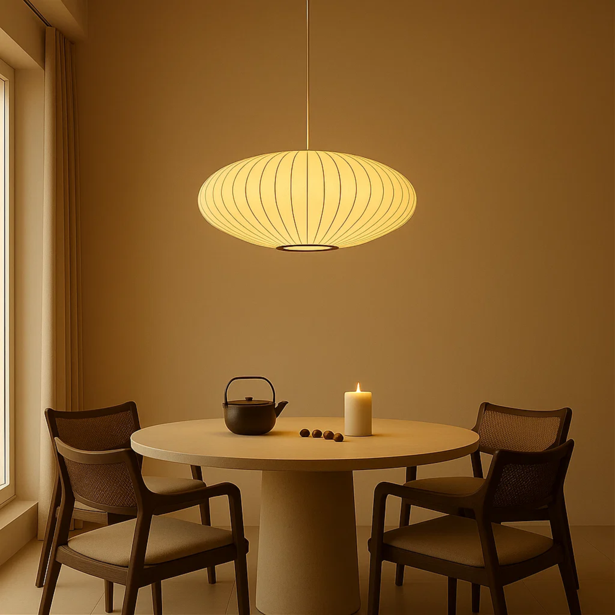 Suspension Japandi avec abat-jour en tissu doux