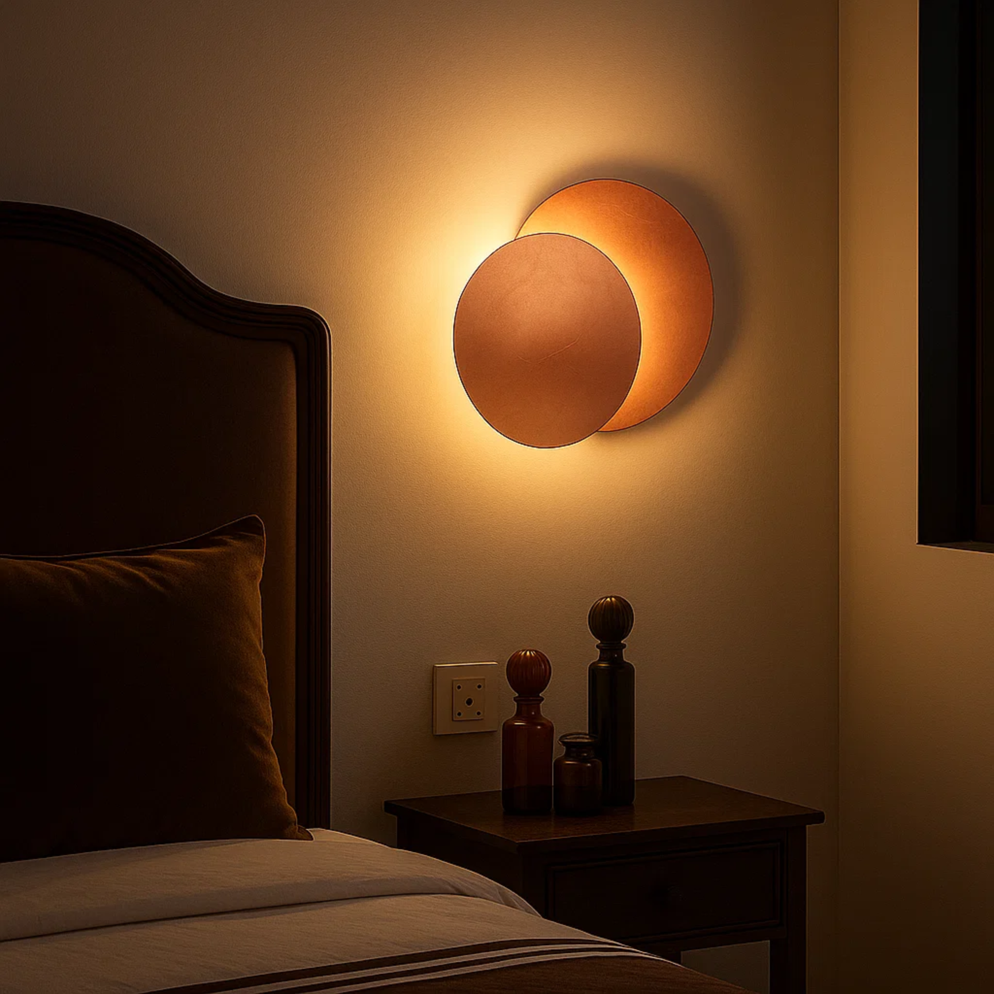 LED-wandlamp in overlappende ronde schijfvorm