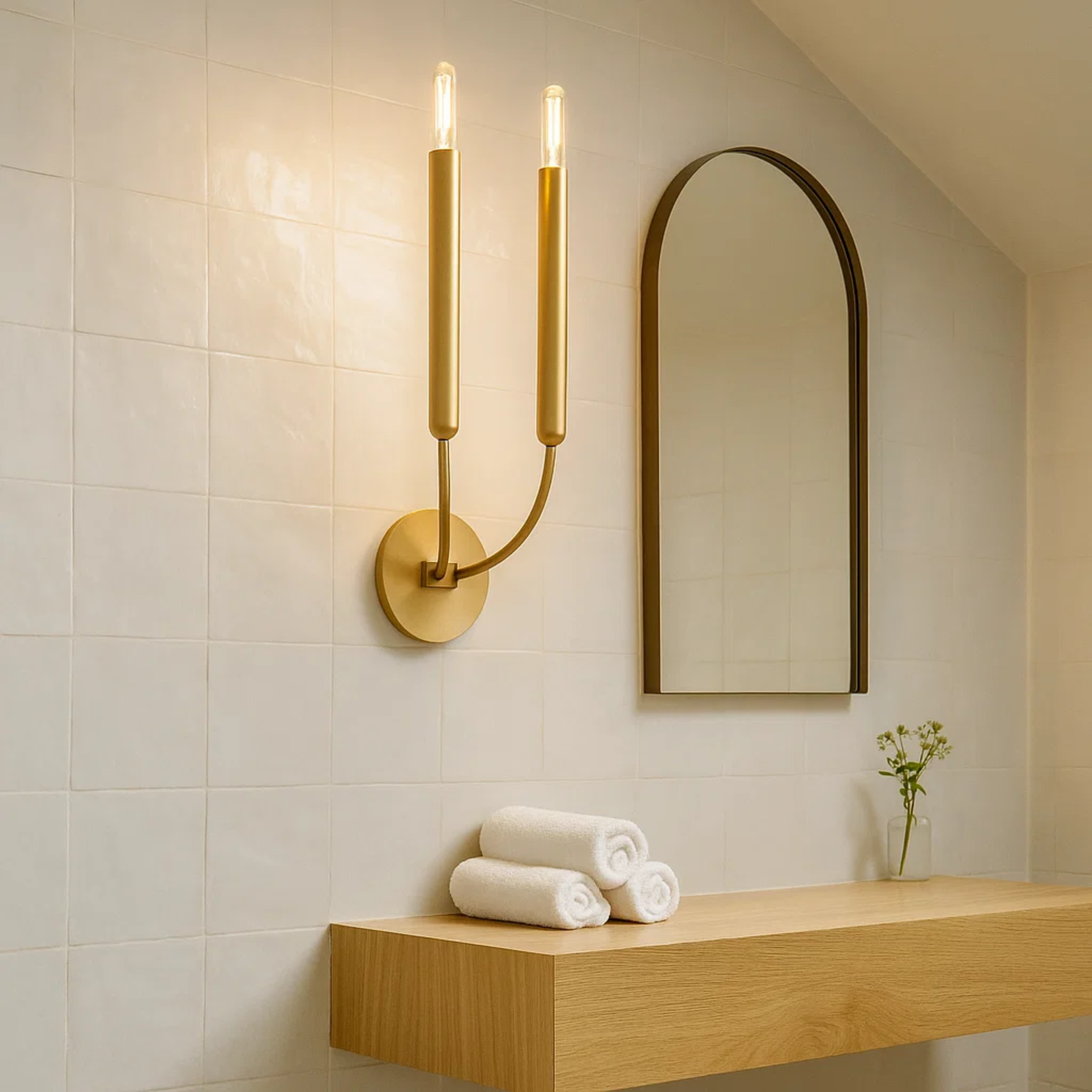 Klassieke metalen kaarsvormige wandlamp