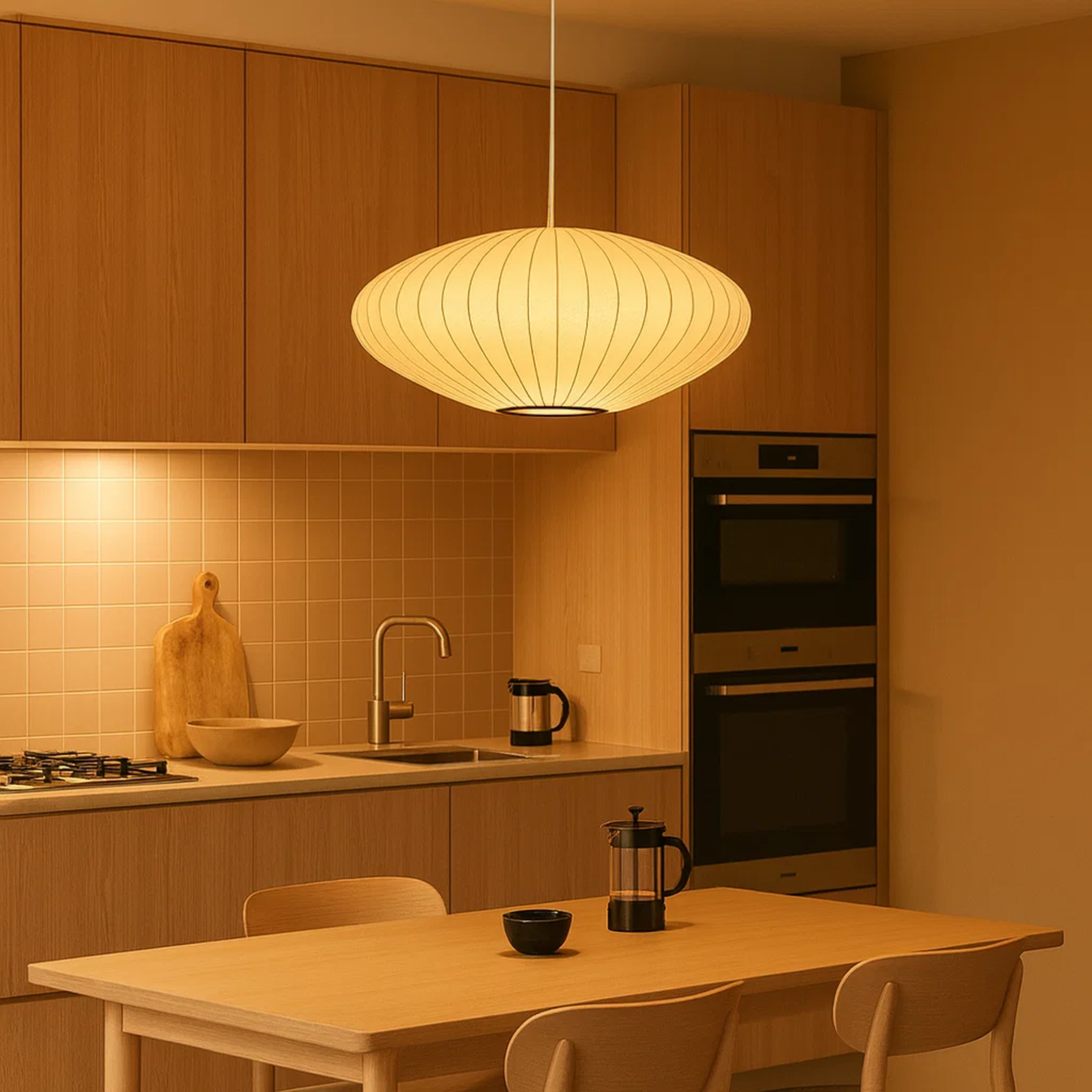 Suspension Japandi avec abat-jour en tissu doux