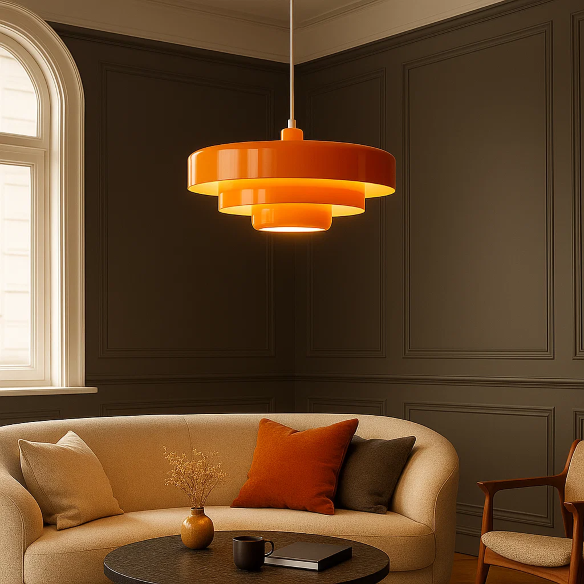 Retro gekleurde hanglamp met gelaagde kap