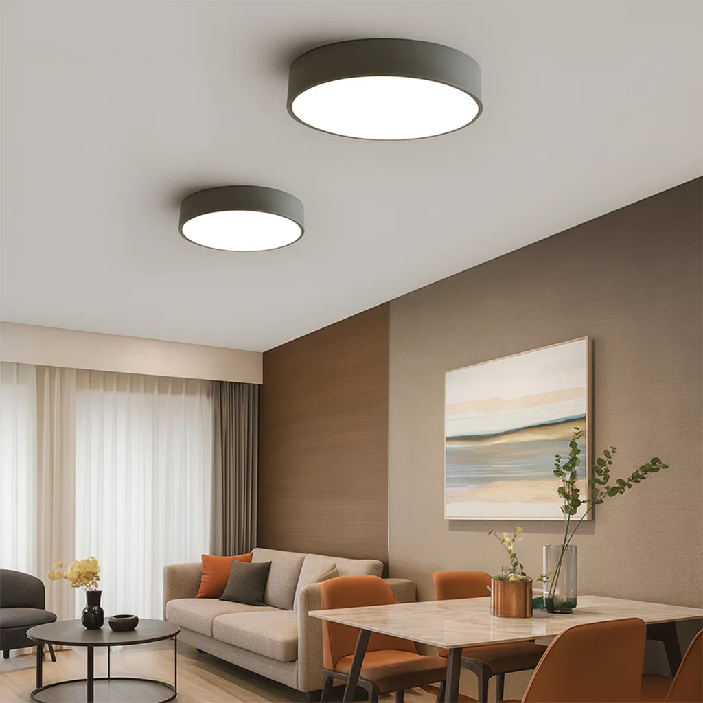 Strakke moderne ronde plafondlamp met zacht licht