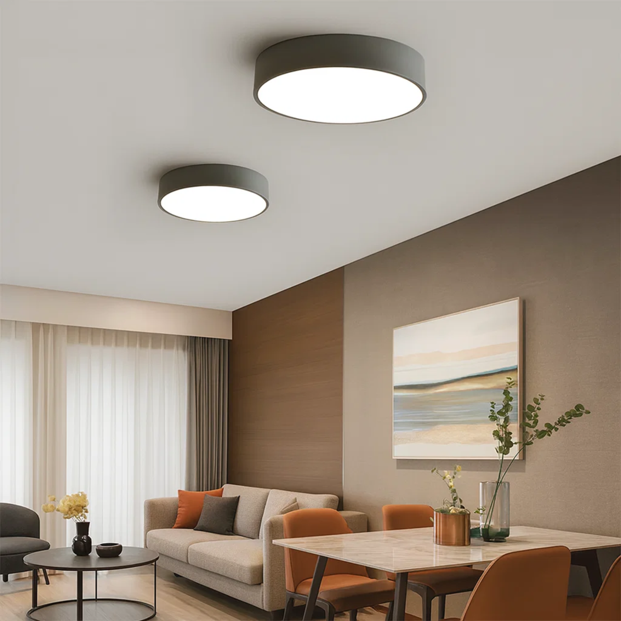 Strakke moderne ronde plafondlamp met zacht licht