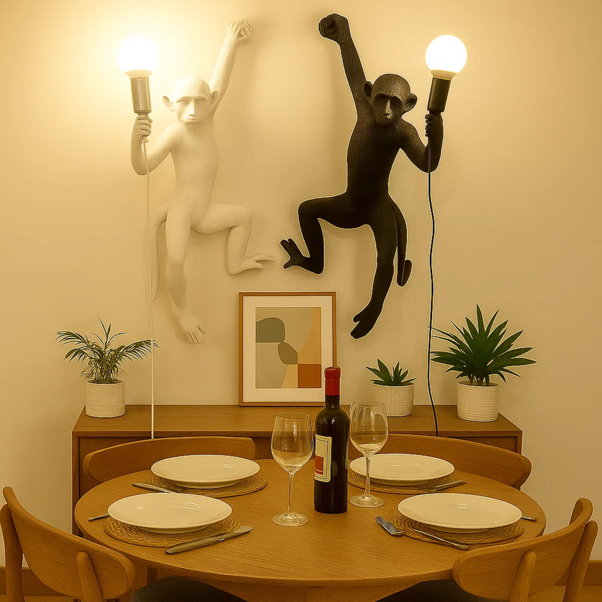 Wandlamp met aapmotief