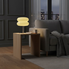 Retro tafellamp met ronde, tweedelige glazen kap