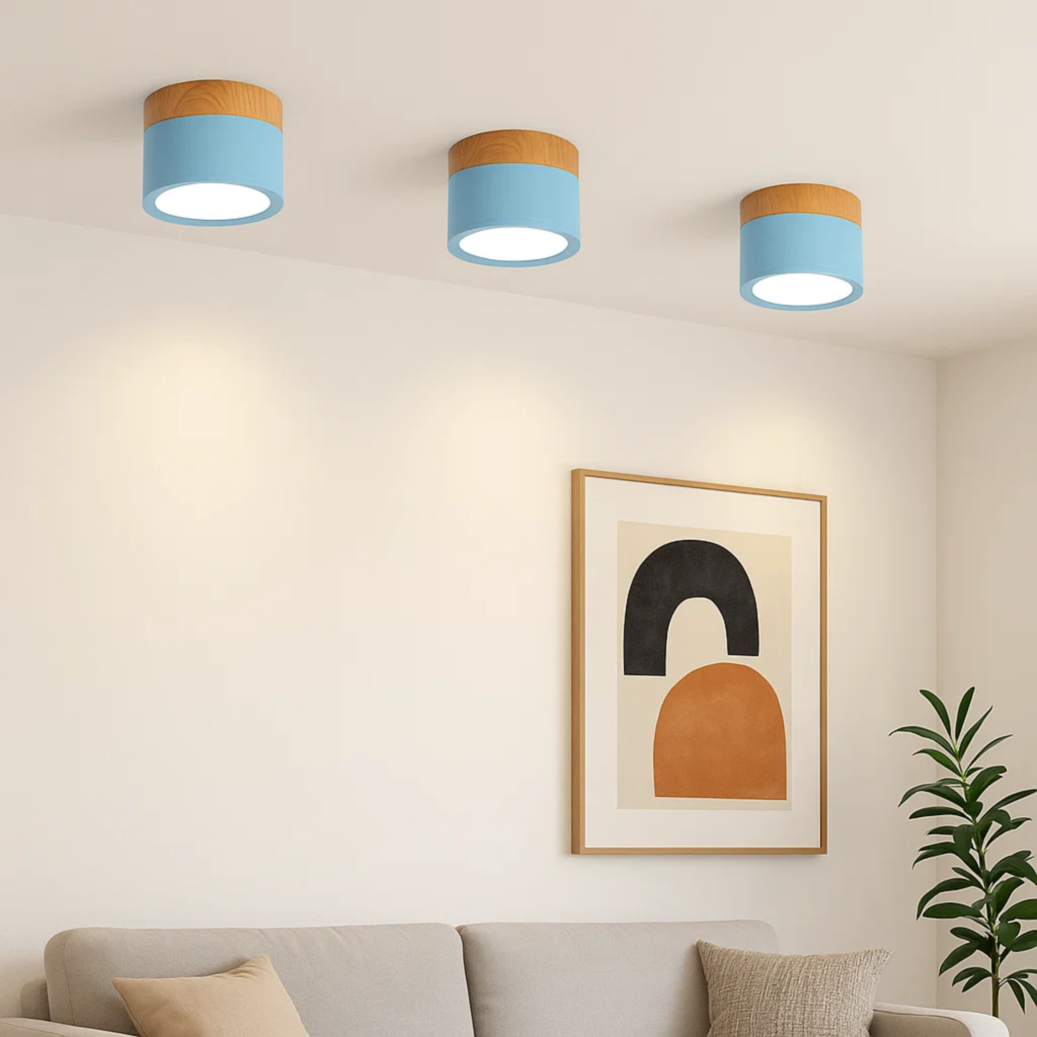 LED-plafondspot met houtaccent