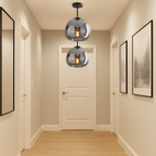 Mid-century stil glasloftlampe med stemningsfuldt lys