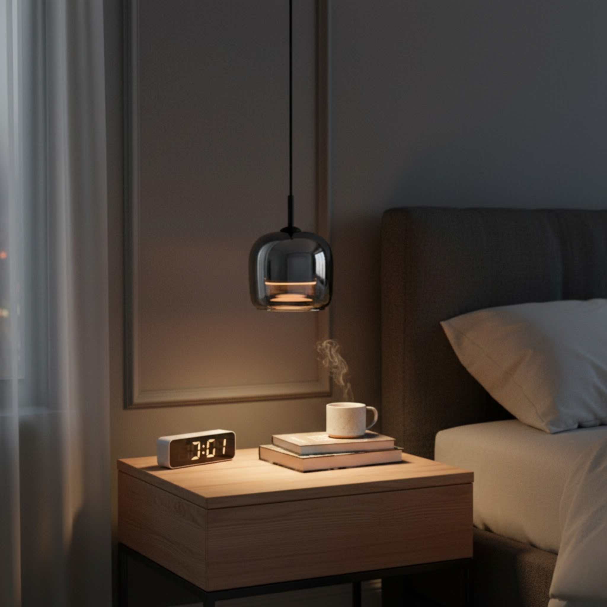 Nordic hanglamp met zwart glazen ontwerp