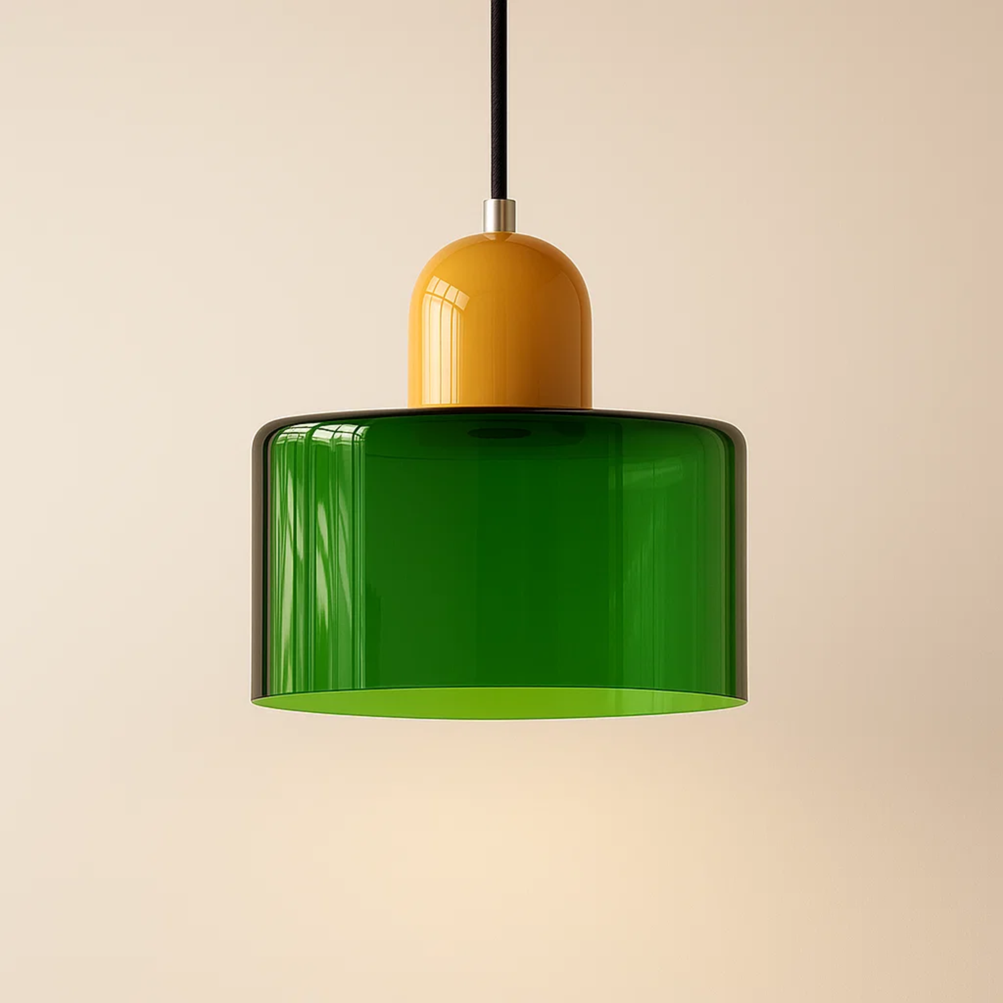 Retro plafondlamp met gekleurde kap