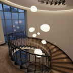 Moderne ovale hanglamp met witte glazen kap in meerdere maten