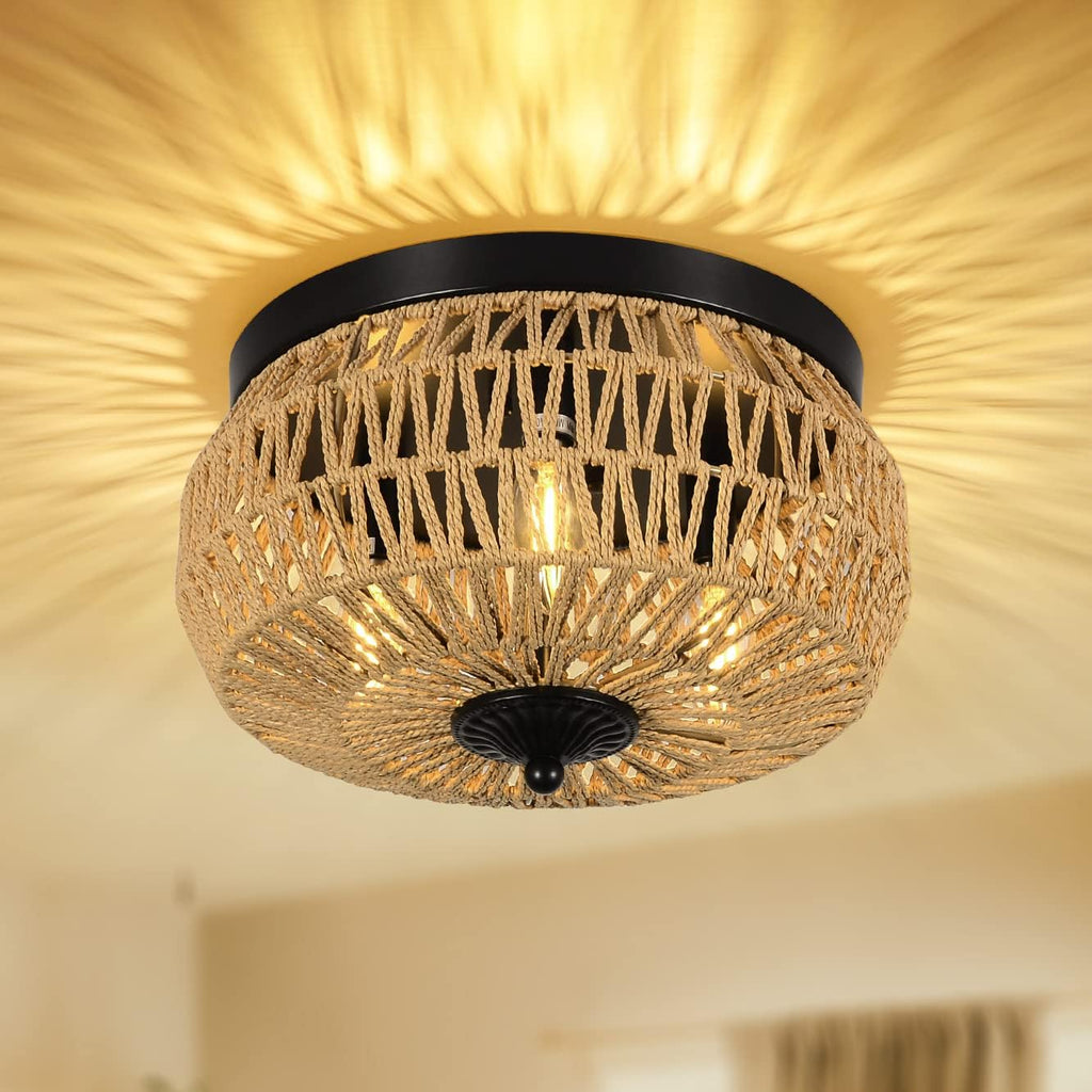 Gislog Rattan Flush Mount Light