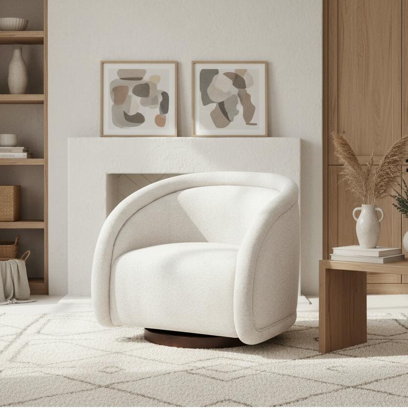 Greta Boucle Swivel Chair