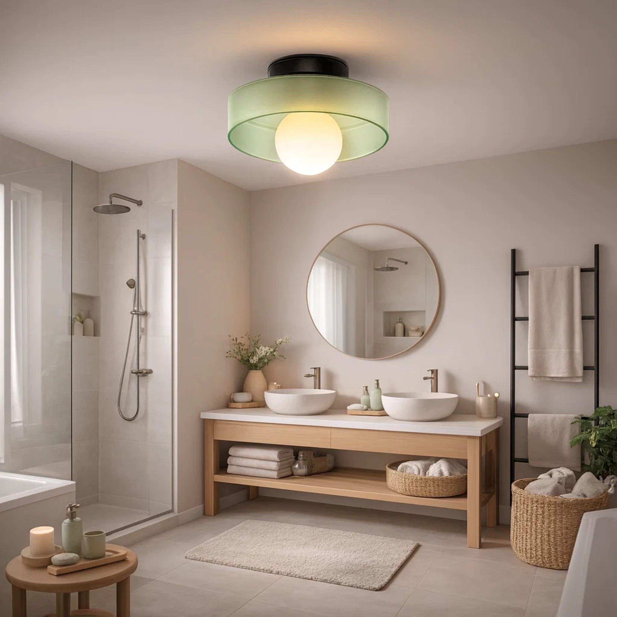 Modern ceiling lamp with round shade for bright light