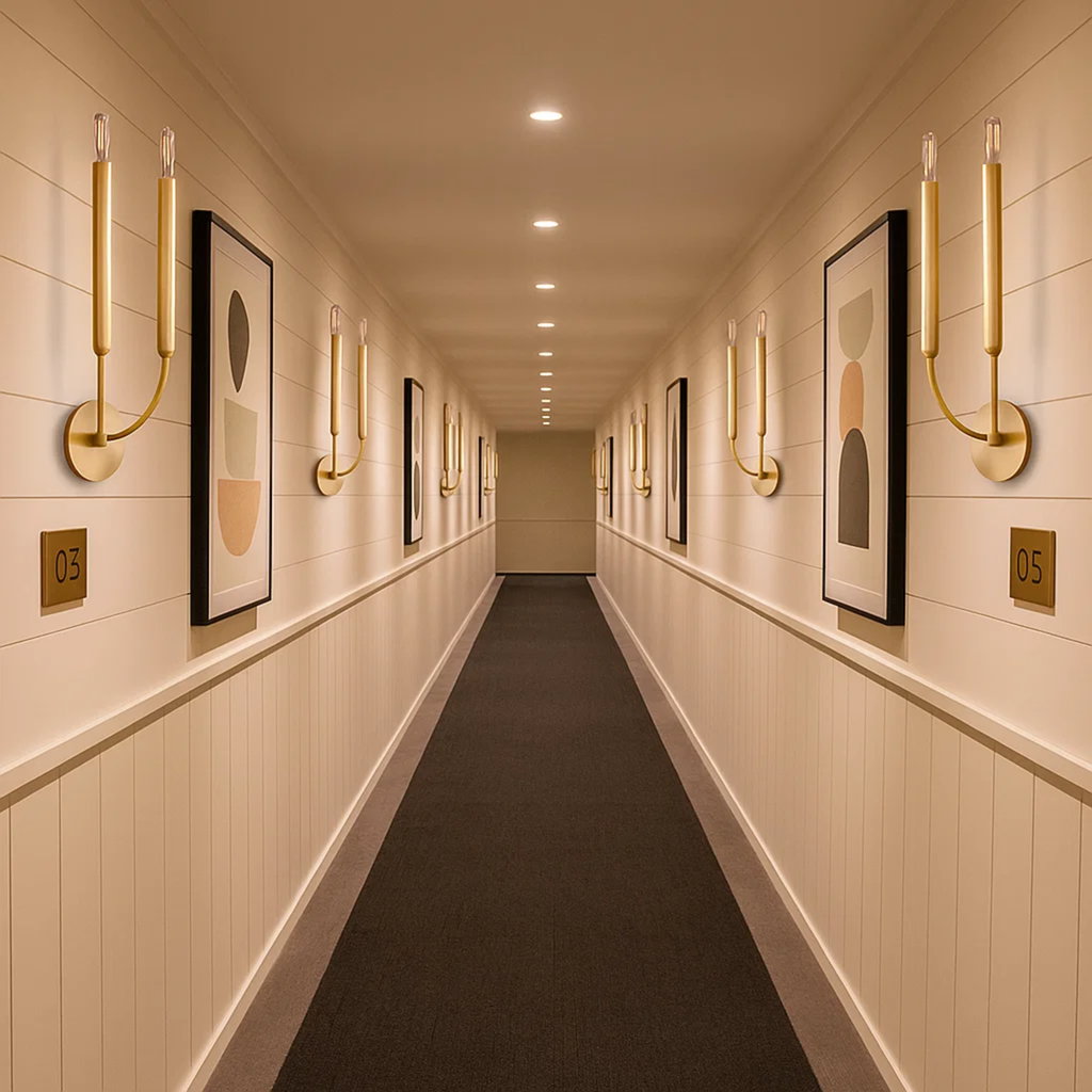 Klassieke metalen kaarsvormige wandlamp