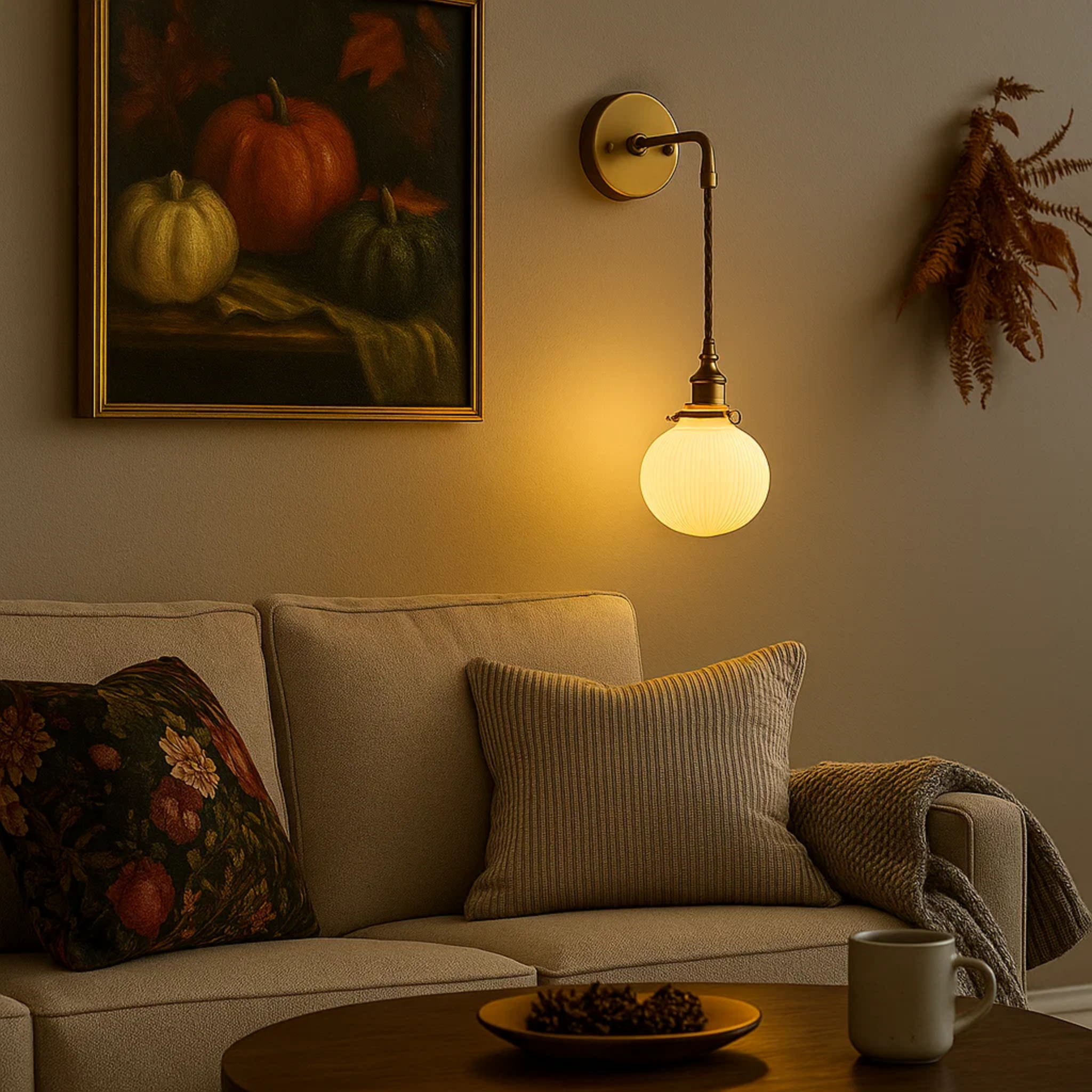 Moderne porseleinen wandlampen in messingkleur met wit