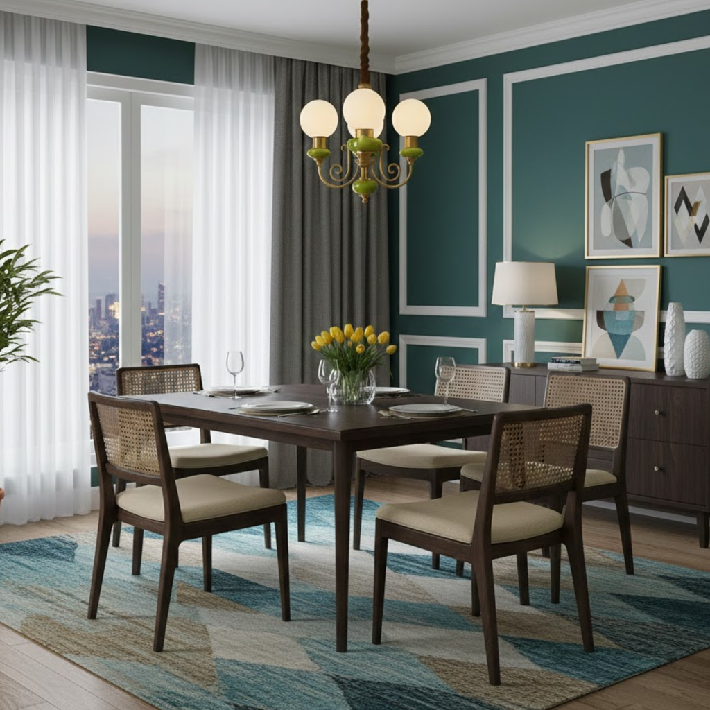 klassieke elegante kroonluchter met ronde witte bollen