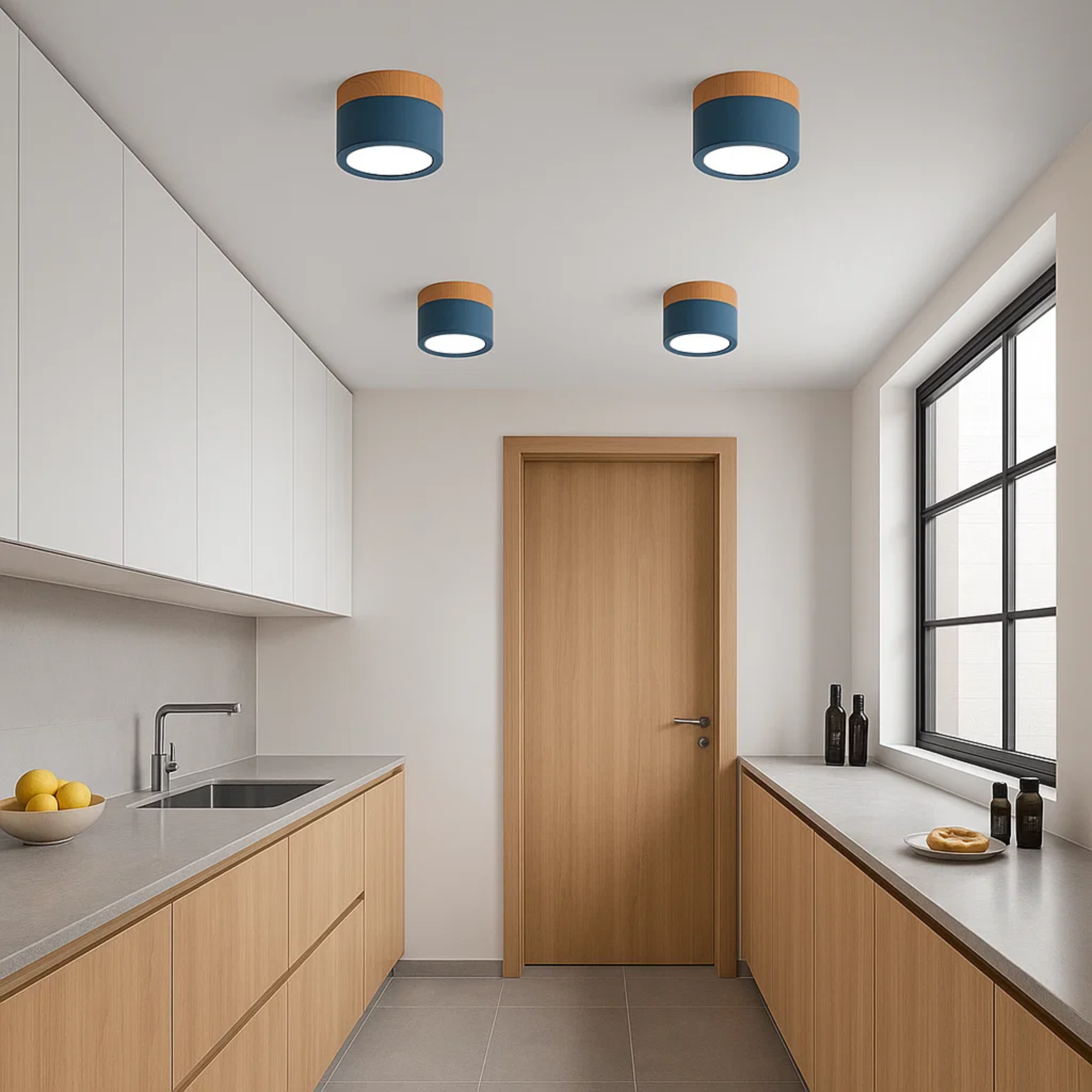 LED-plafondspot met houtaccent