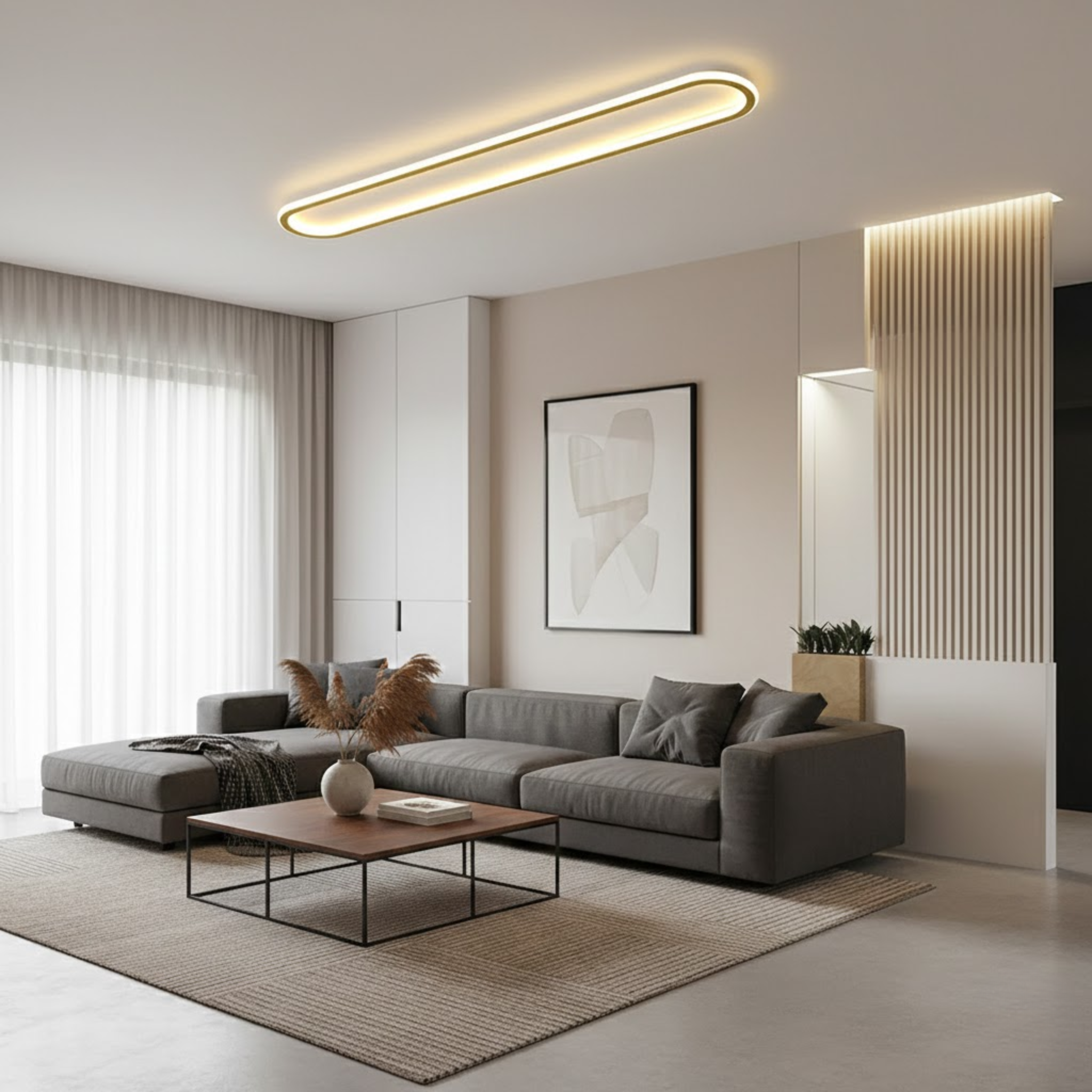 Moderne slanke langwerpige plafondlamp