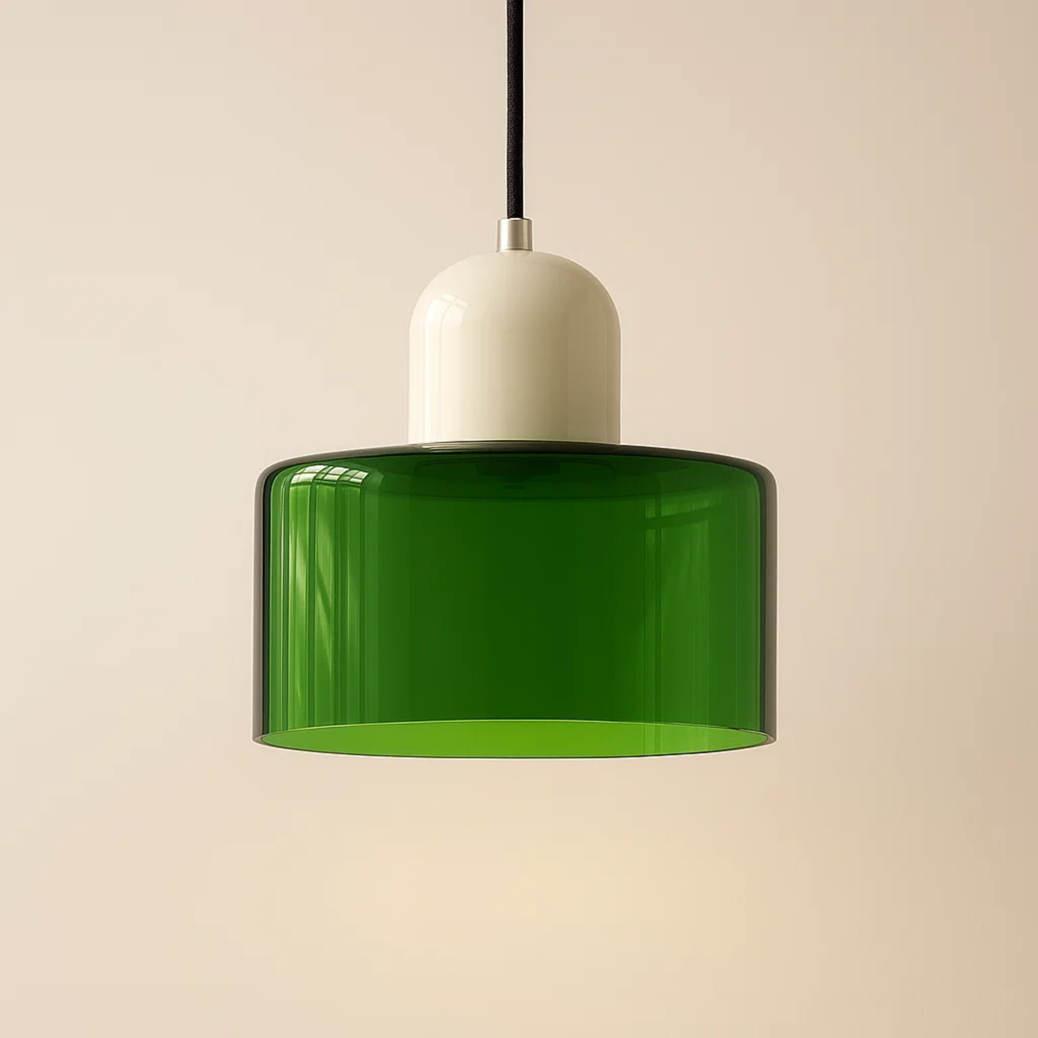 Retro plafondlamp met gekleurde kap