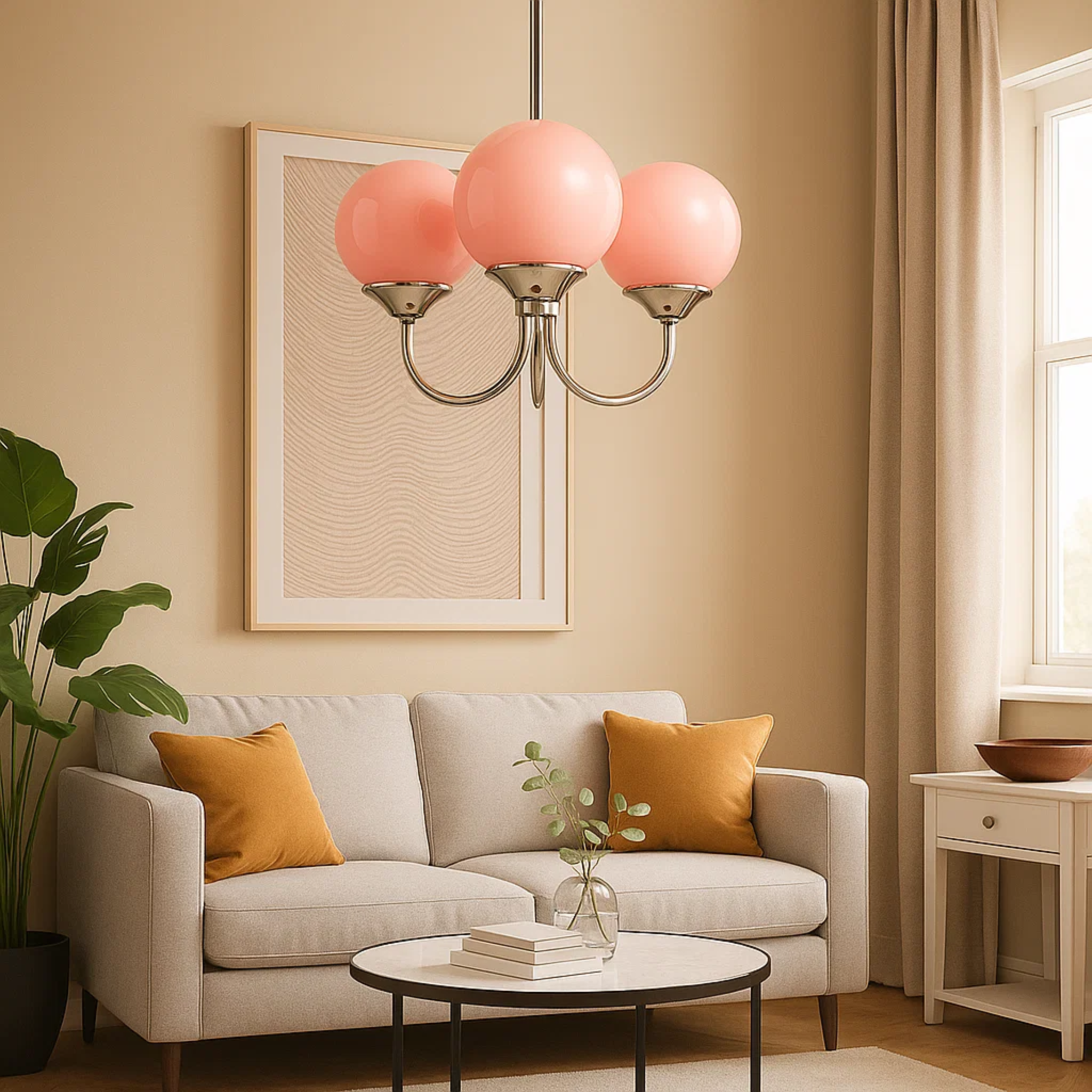 Hanglamp met gekleurde ronde glazen bollen – keuze uit 3 of 5 lichtpunten