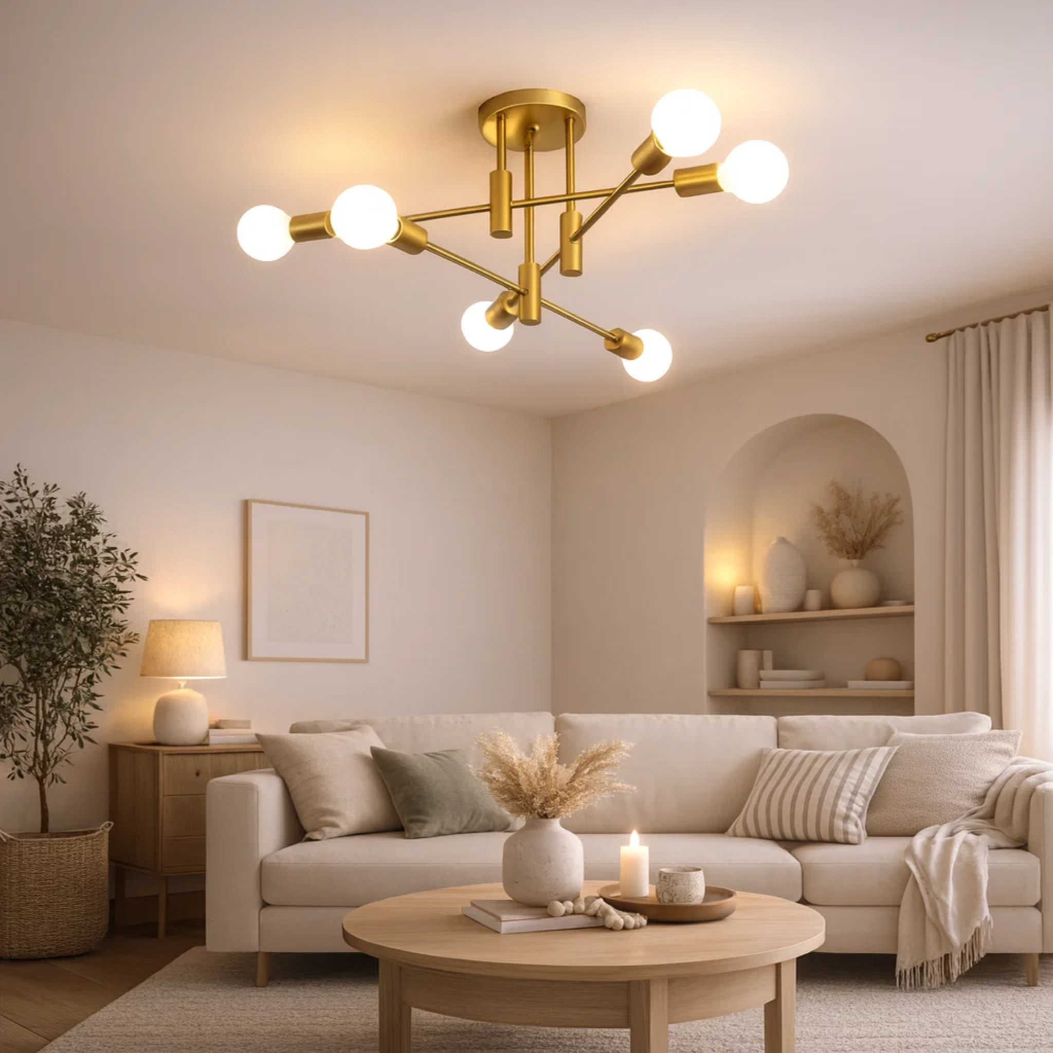 Moderne loftlampe med rund glaskugle