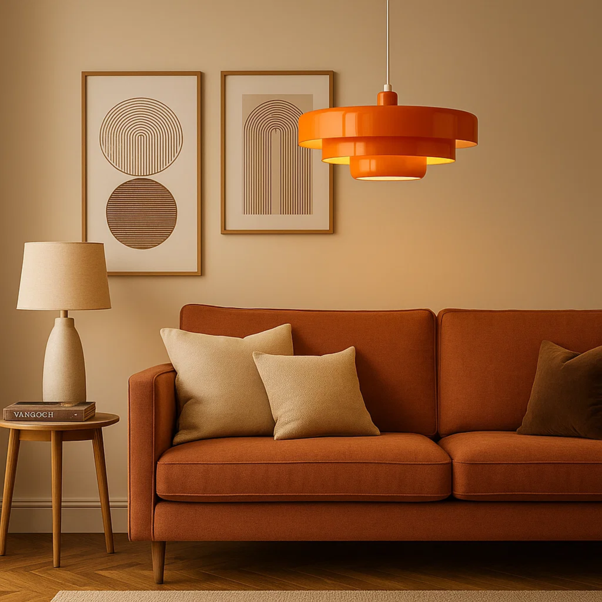 Retro gekleurde hanglamp met gelaagde kap